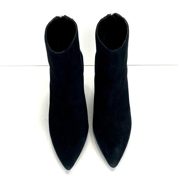 Charles David Micro Black Block High Heel Bootie Sz 7.5 Fine Leather Pointed Toe - Picture 3 of 13